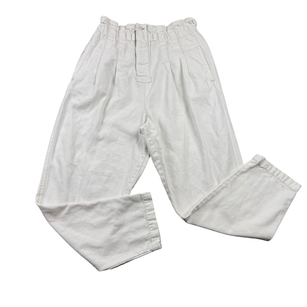 Free People Paperbag Waist Pants Womens S White Tapered High Rise OB934529